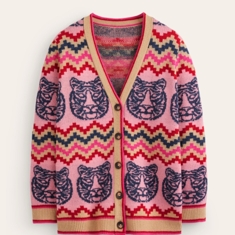 Boden Quinn Boyfriend Cardigan Multi Tiger, SOLD OUT size XL